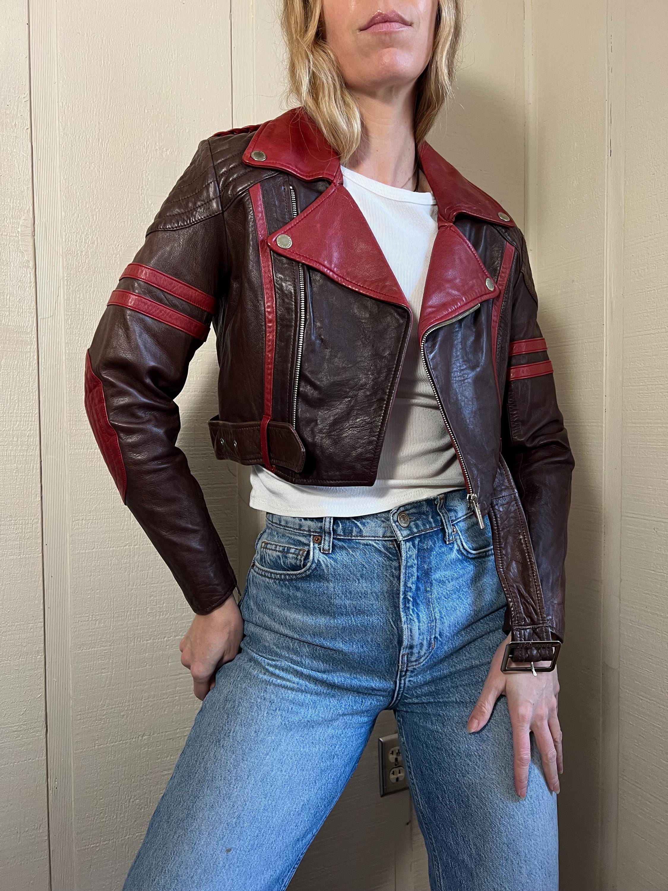 Vtg Y2K Jean Paul Gaultier Belted Crop Leather Jacket, Vintage JPG