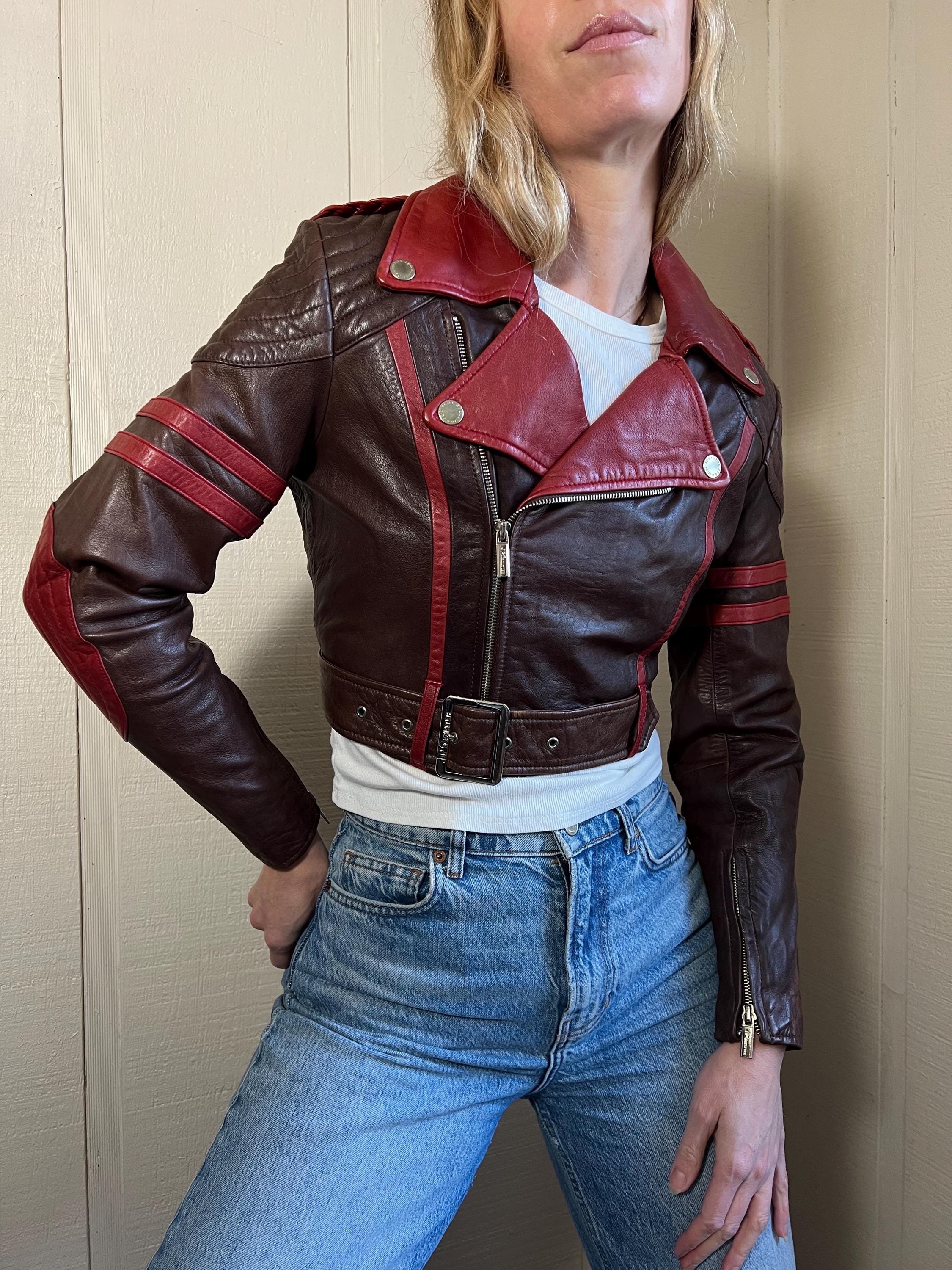 Vtg Y2K Jean Paul Gaultier Belted Crop Leather Jacket, Vintage JPG