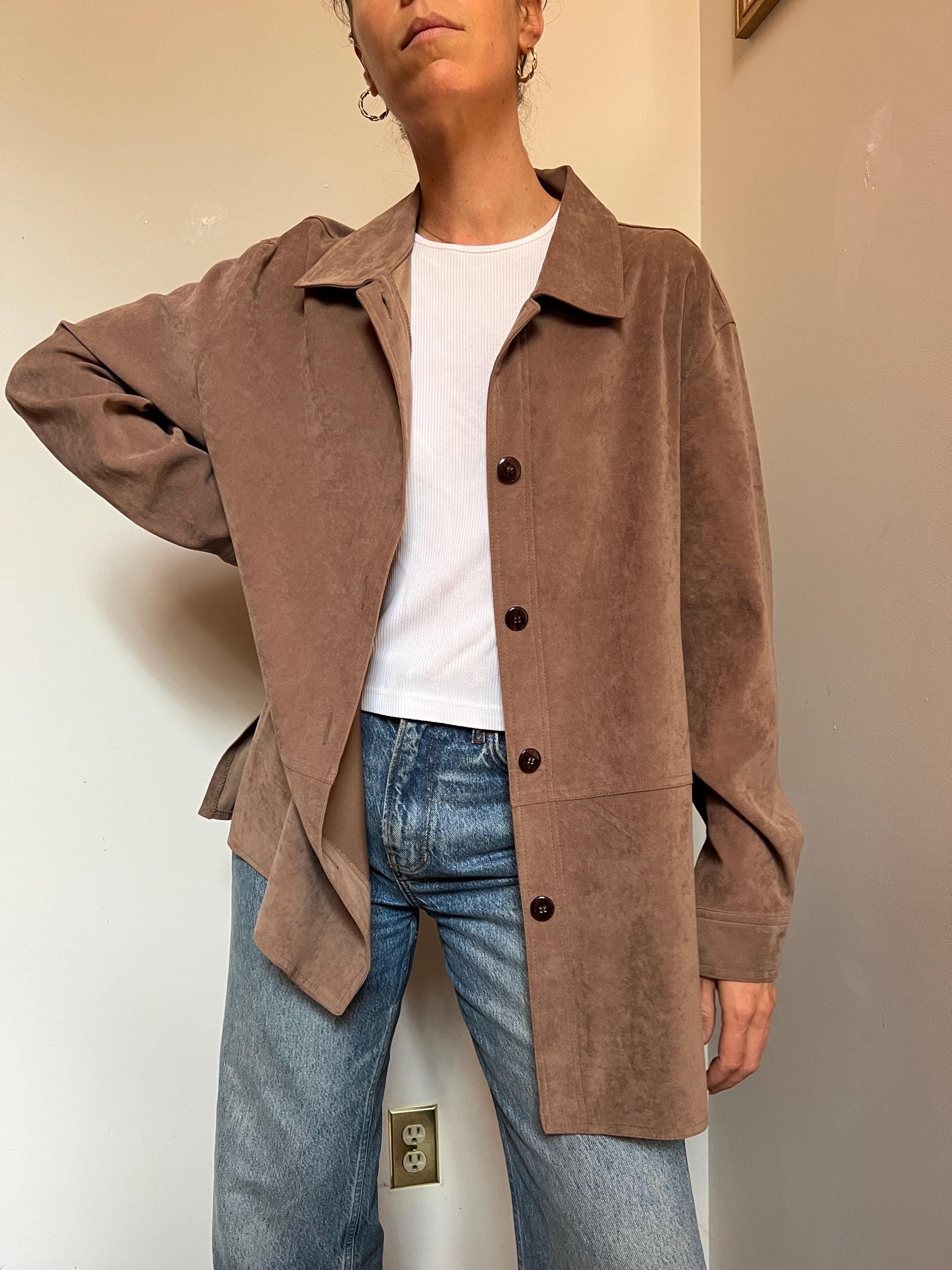 Vtg Suede-look Shirt, Soft Brown Shirt Jacket, Vintage
