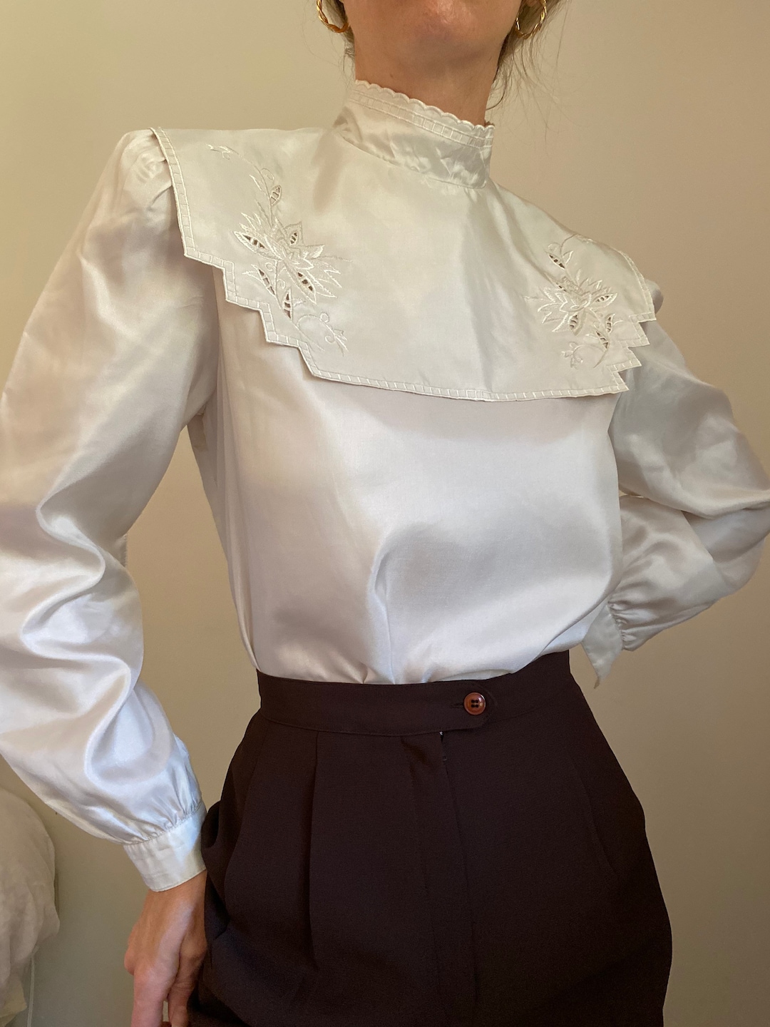 Vtg 80s Bibbed Blouse With Intricate Embroidered Detailing - Etsy