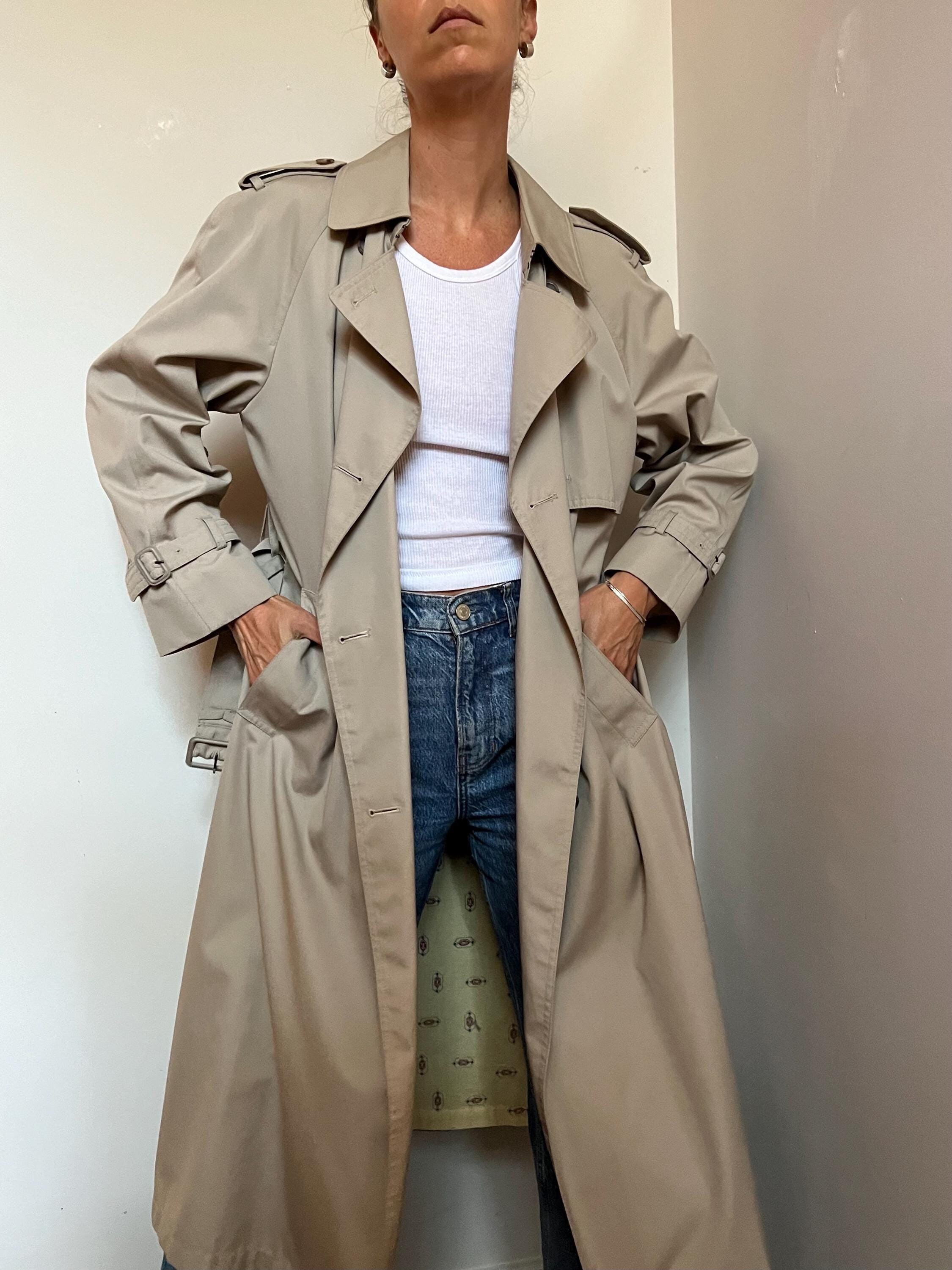 Vtg 80s Long Belted Trench Coat, Vintage Long Minimal Coat