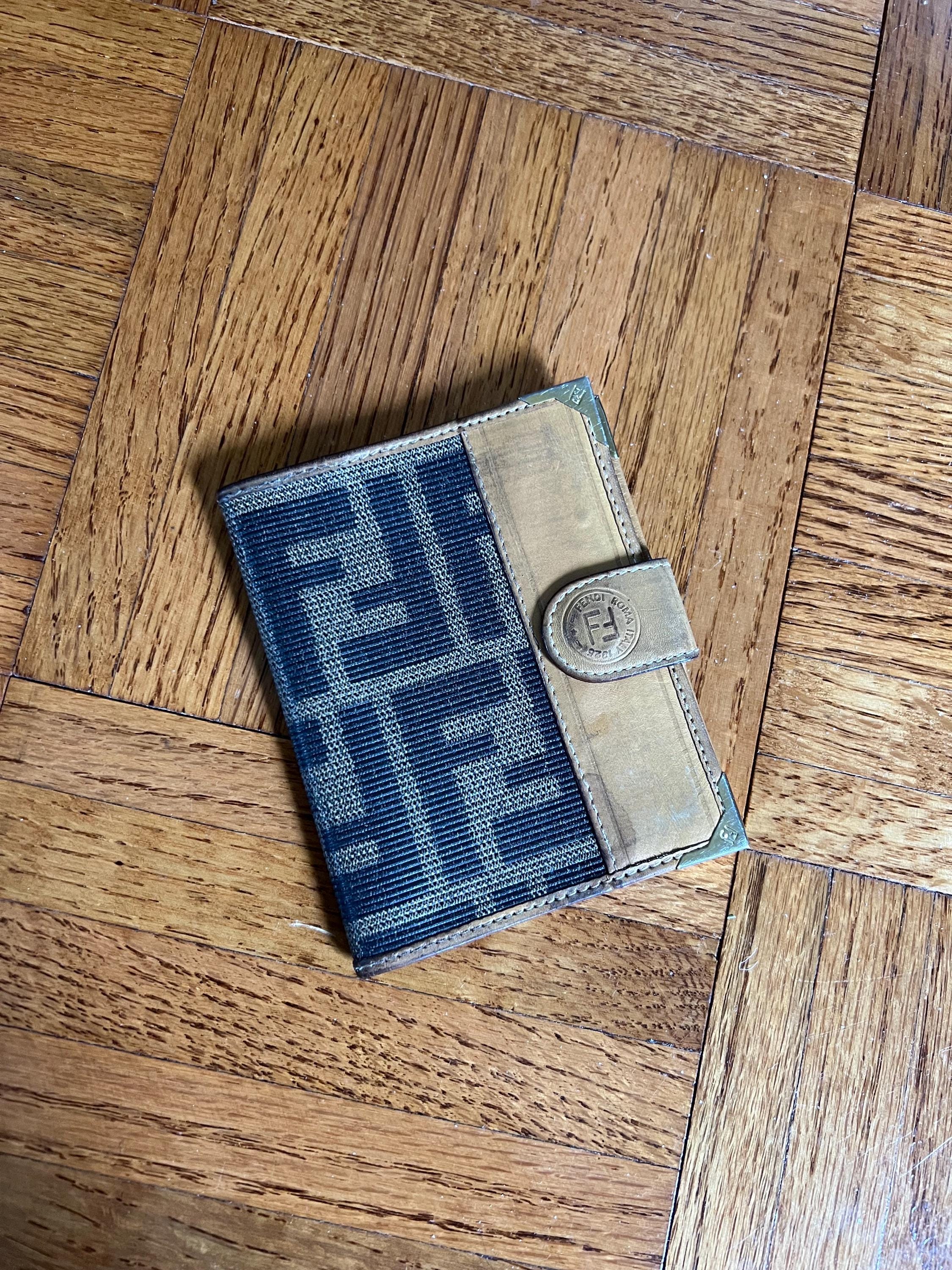 Vtg FENDI Zucca Card Wallet, Vintage Small Bifold Wallet