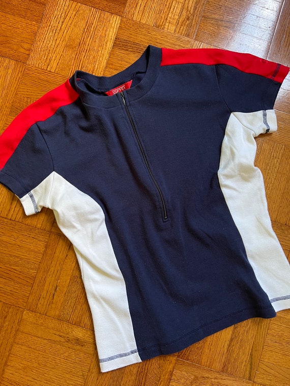Vtg 90s ESPRIT Sport Tee, Vintage Red White and B… - image 9