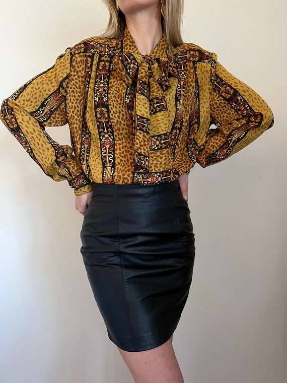 Vtg Leather Mini Skirt, Vintage Y2K Black Mini Sk… - image 3