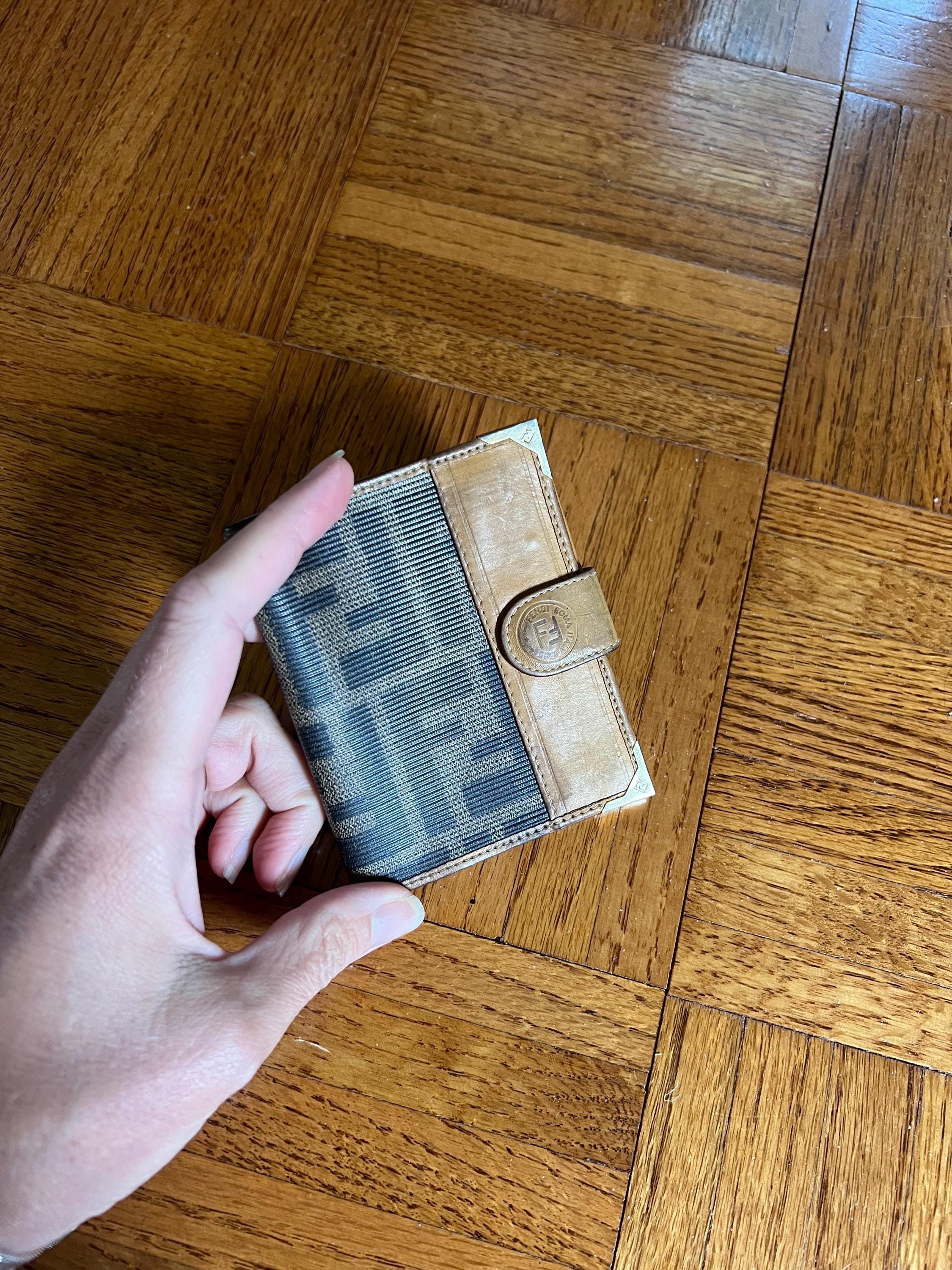 Vtg FENDI Zucca Card Wallet, Vintage Small Bifold Wallet