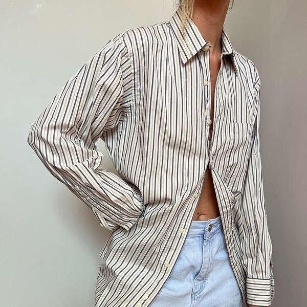 Vtg Lord & Taylor Stripe Long Sleeve Button Up, Vintage Men’s Cotton Oversized Shirt, Button Down Top, Boyfriend Oxford