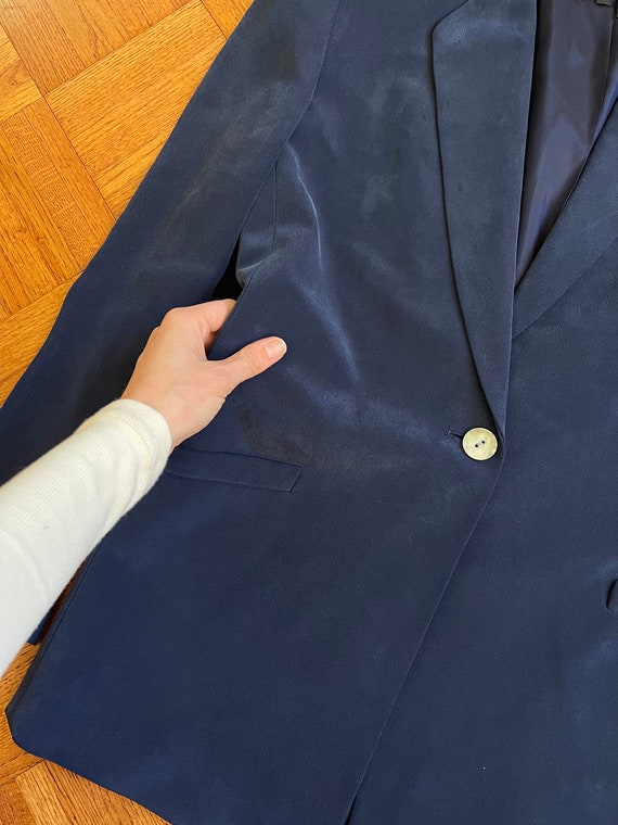 Vtg Navy Silk Blazer, Vintage Liz Claiborne Silk … - image 9