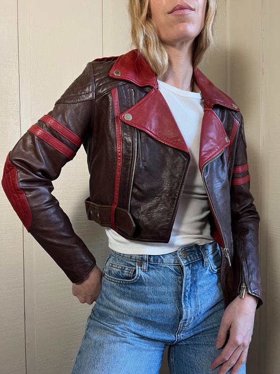 Vtg Y2K Jean Paul Gaultier Belted Crop Leather Jacket, Vintage JPG