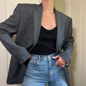 Vtg LRL Ralph Lauren Blazer, Vintage 90s Mens Charcoal Gray Wool Blazer, Academia Sport Coat, Oversized Mens Blazer