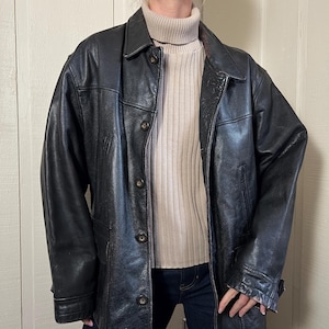Vintage Jcrew Leather Jacket Mens - Etsy
