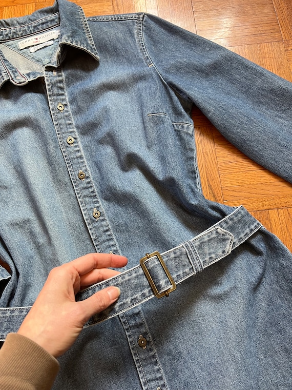 Vtg Y2K Tommy Hilfiger Denim Dress, Cotton Long Sleeve Button up Belted  Dress, Vintage Blue Medium Wash Denim Shirt Dress - Etsy