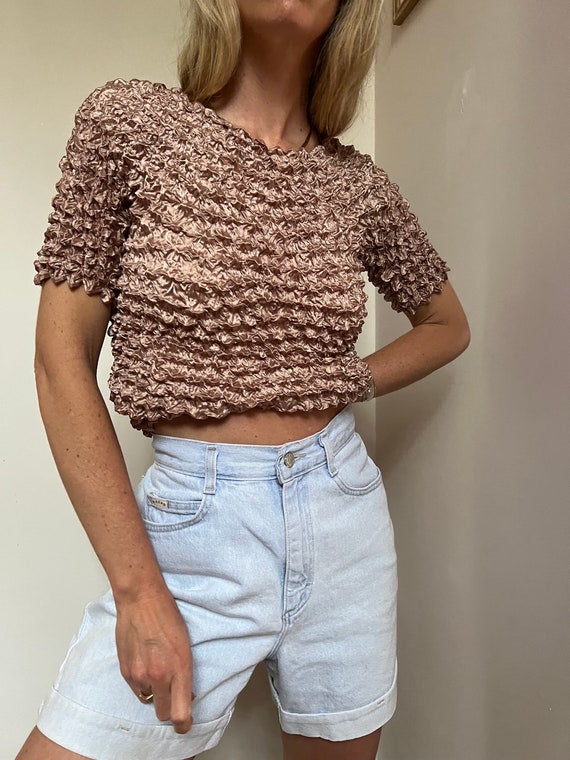 Vtg 90s Bubble Top, Textured Popcorn Blouse, Y2K R