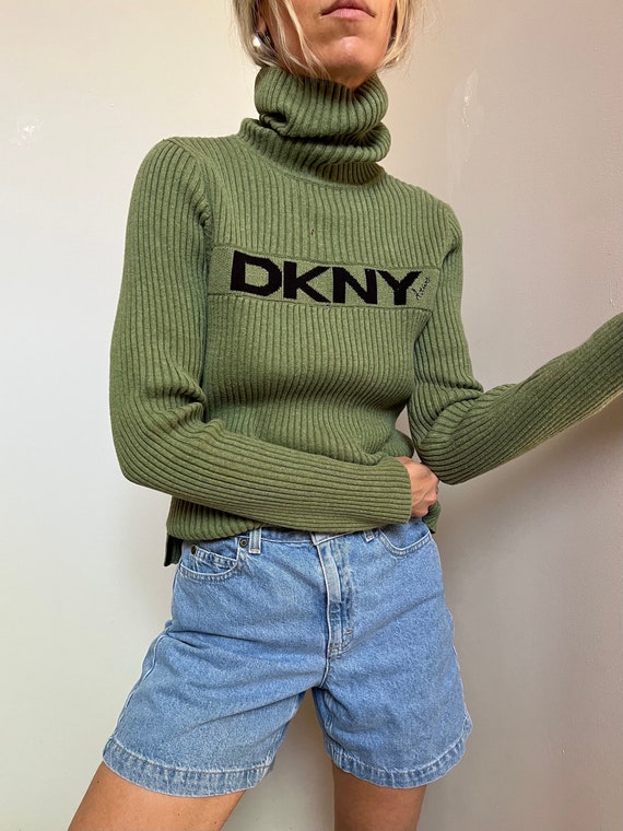 Vtg DKNY Active Cotton Turtleneck Sweater, Vintage