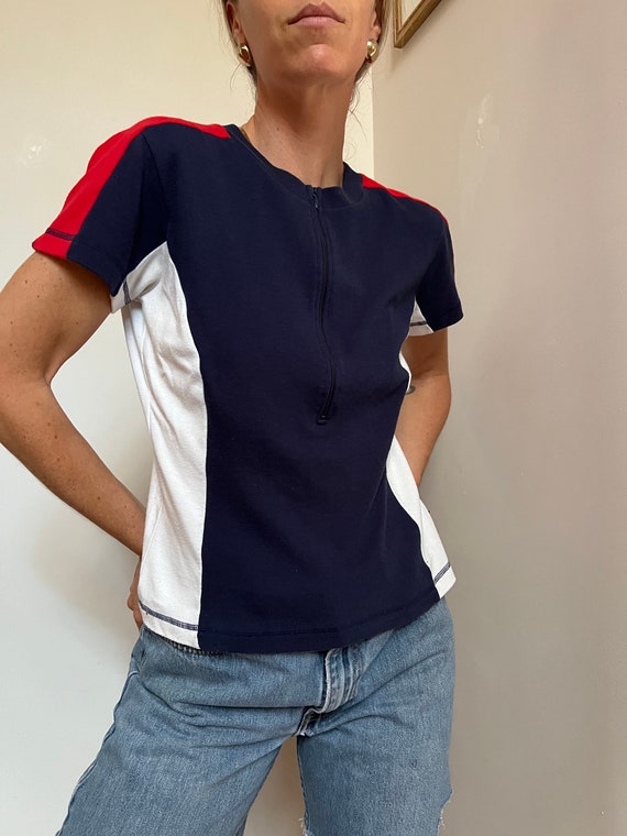Vtg 90s ESPRIT Sport Tee, Vintage Red White and B… - image 3