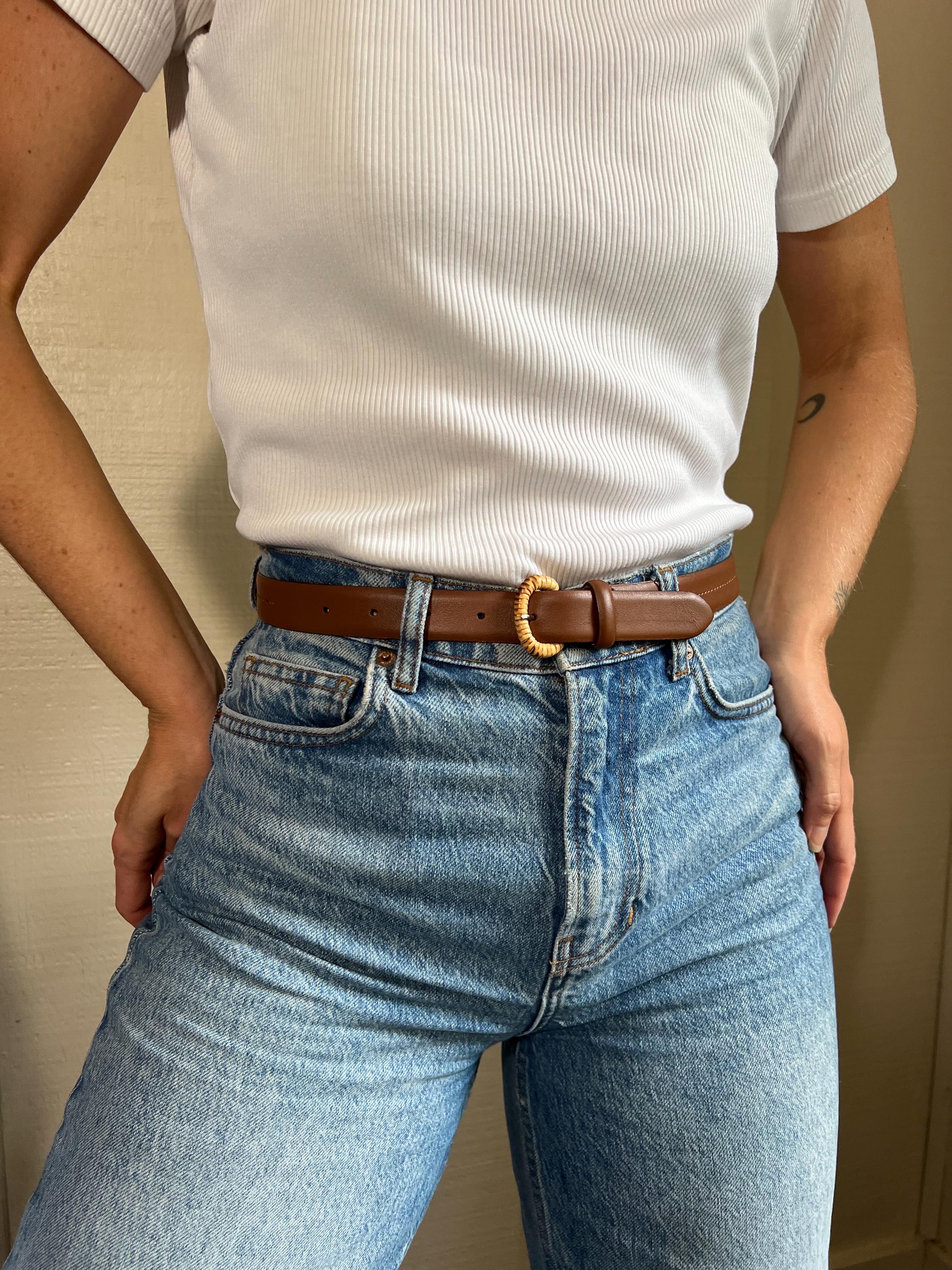 Vintage Talbots 2 tone beige/brown Leather belt Sz S Made in Italy Talbots Women main image 3