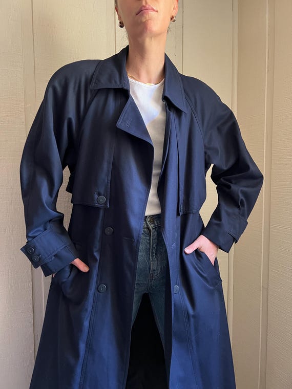 Vintage Blauer Langer Wollmantel Schicker Langer Vintage Mantel