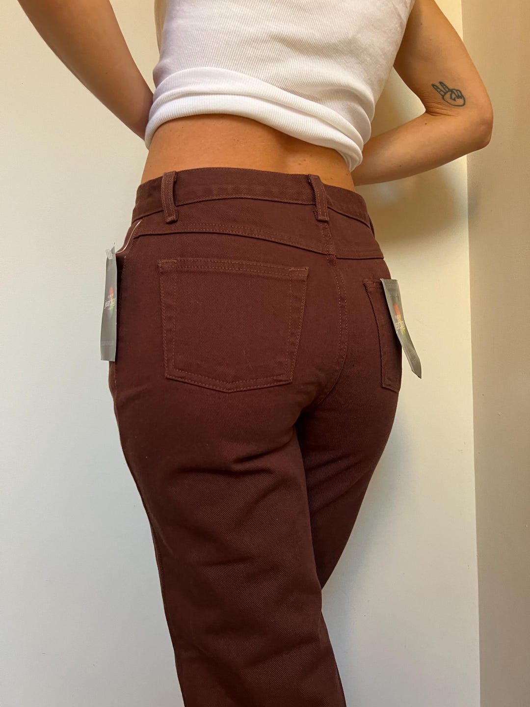 [送料込] Vintage brown wide denim Vtg 28-30