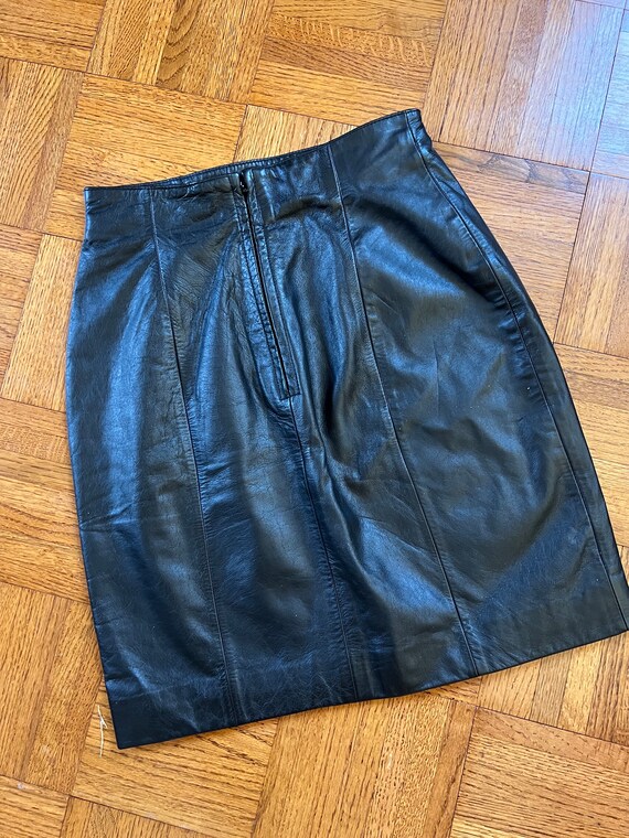 Vtg Leather Mini Skirt, Vintage Y2K Black Mini Sk… - image 6