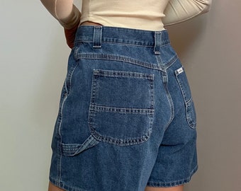 VTG 28-30" Short en jean cargo Lee, vintage Riveted by Lee Short taille haute en denim bleu, short utilitaire en coton