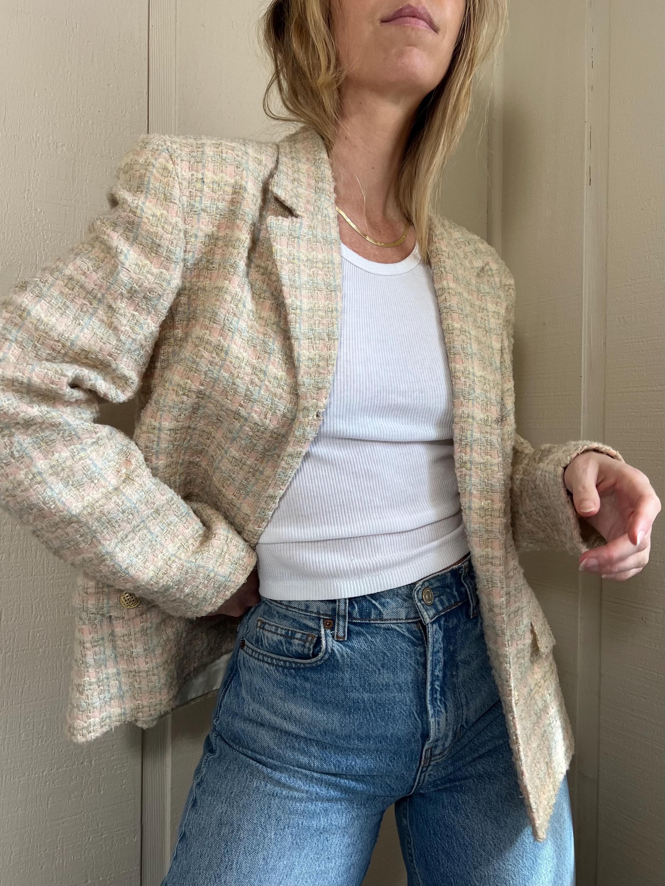 Light Blue Tweed Jacket Women - Etsy