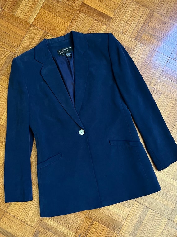 Vtg Navy Silk Blazer, Vintage Liz Claiborne Silk … - image 10