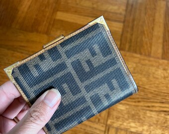 Vtg FENDI Zucca Card Wallet, Vintage Small Bifold Wallet