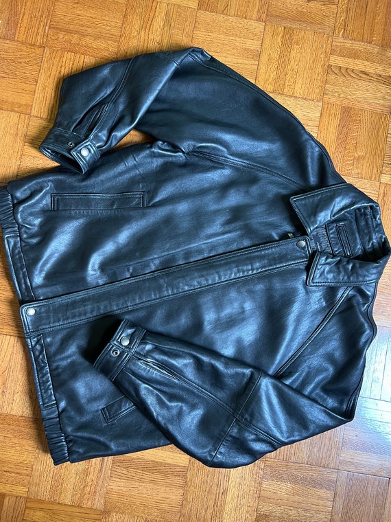 Vtg Claiborne LambSkin Leather Bomber Jacket, Vin… - image 10