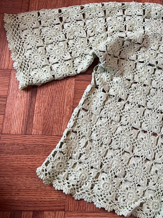 Vtg Hand-Knit Patchwork Crochet Top, Vintage Lime… - image 10