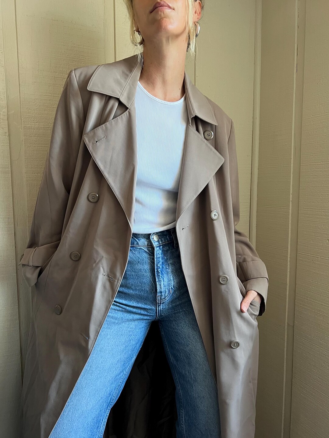 Retro Brown Belted Waist-Tie Long Overcoat