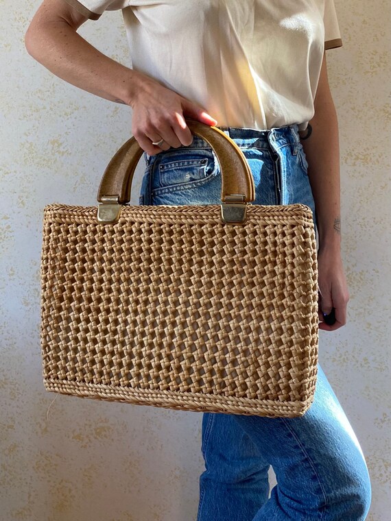 FENICAL 19x19cm Classic Bag Stylish Straw Woven Vintage PU Bag Single Shoulder Bag Brown FENICAL 19x19cm Classic Bag Stylish Straw Woven Vintage PU Bag Single Shoulder Bag Brown