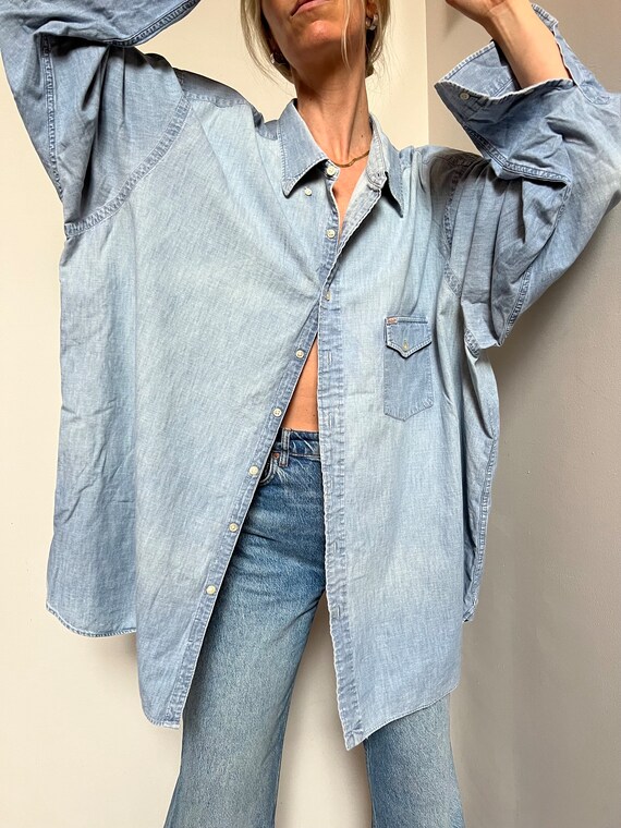 Vtg Ralph Lauren Denim Long Sleeve Button Up, Vin… - image 3