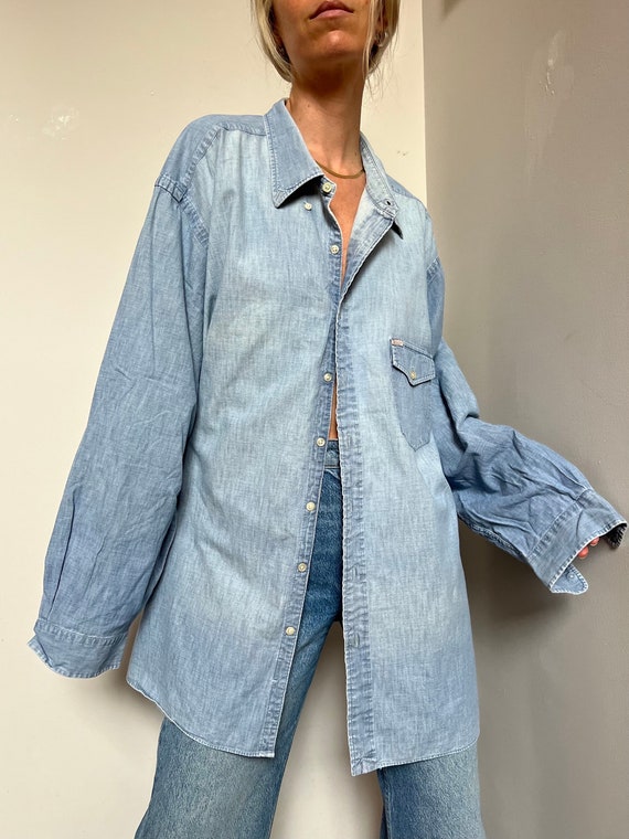 Vtg Ralph Lauren Denim Long Sleeve Button Up, Vin… - image 1