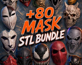 80+ Mask STL-paket: 3D-utskrivbara cosplay-, skräck-, fantasy- och superhjältefiler