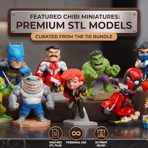 large collection of 110 unique chibi 3D printing STL files