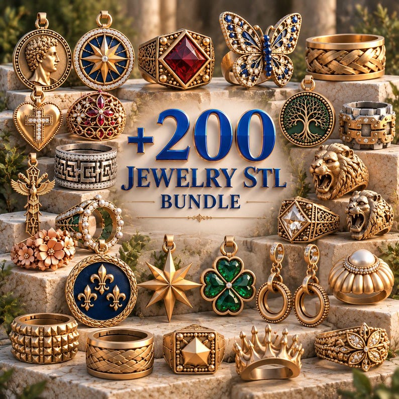 high detail jewelry CAD models STL files for 3D printing digital download