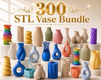 300 STL-vaser | 3D-utskrivbara vaser i STL-format | Modern dekorvaspaket | Skulpturell kruka i STL-format | 3D-utskriftsfiler | Direktnedladdning