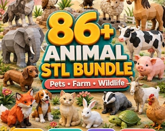 86+ Flexi Animal STL-filer | Paket med 3D-utskrivbara djur | Husdjur, bondgårdar, vilda djur | Ledade 3D-utskrivna djur | Direktnedladdning