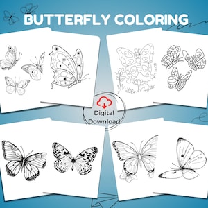 Butterfly Coloring Sheets | 170 Printable Butterfly Coloring Page | Adult Coloring Butterflies | Relaxing Butterfly Coloring | PDF File