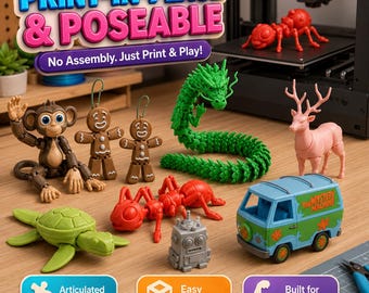 50 Artikulerade STL-filer Bundle: Flexifigurer, drakar, djur, robotar och fordon för 3D-utskrift