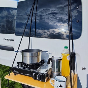 Hanging table - height adjustable shelf, perfect for VANLIFE, VANA, Campervan, WV, 4x4, Free pot pad!