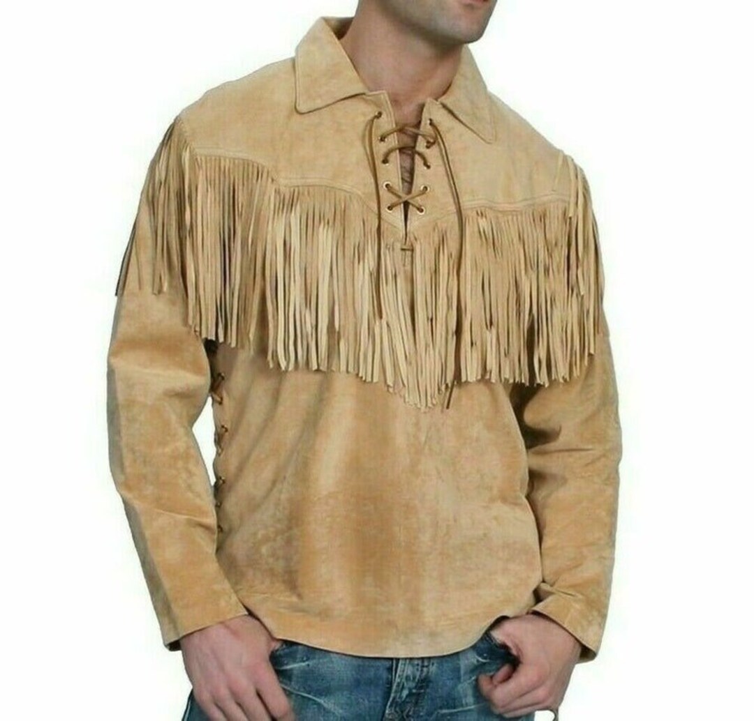 New Western Suede Leather Mountain Men Buckskin Shirt With Etsy