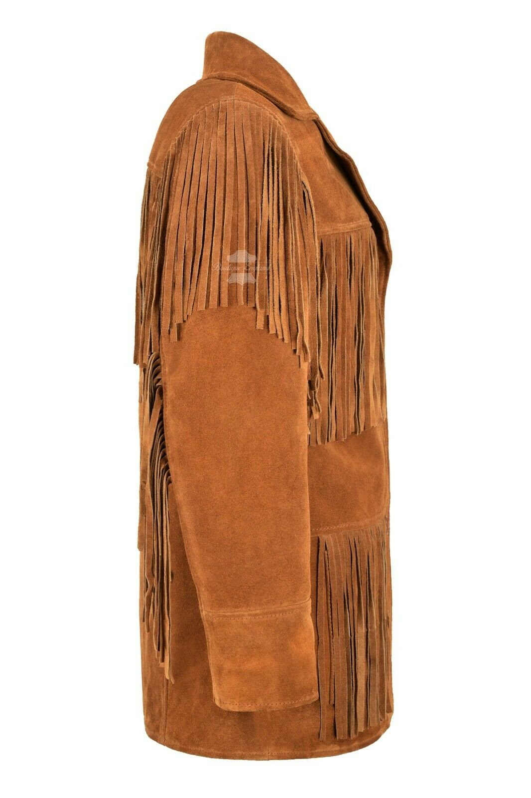 Uomo Occidentale Cowboy Giacca Giallo Scamosciato Pelle Vintage Frange - Foto 10