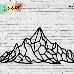 Polygon Mountain Wall Art, Ai, Cdr, Dxf, Pdf, Svg, Vector, Digital Files, Laser, Plasma, Glowforge, CNC, Cutting, Engraving, Router, Metal