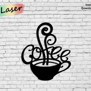 Coffee Cup Wall Art, Ai, Cdr, Dxf, Pdf, Svg, Vector, Digital Files, Laser, Plasma, Glowforge, CNC, Cutting, Cut, Engraving, Router, Metal