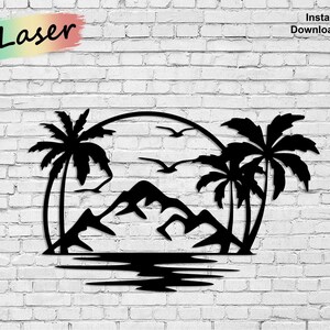 Palm Tree Wall Decor, Ai, Cdr, Dxf, Pdf, Svg, Vector, Digital Files, Laser, Plasma, Glowforge, CNC, Art, Cutting, Engraving, Router, Metal