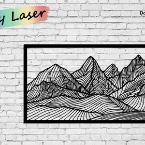 Mountain Wall Decor, Ai, Cdr, Dxf, Pdf, Svg, Vector, Digital Files, Laser, Plasma, Glowforge, CNC, Art, Cutting, Engraving, Router, Metal