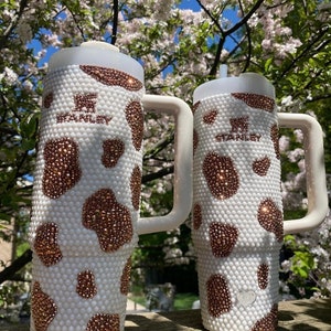 30 OZ Chocolate Milk Cowprint Bling Rhinestone Stanley Tumbler