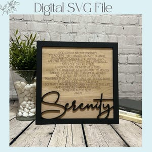Serenity gebed SVG, nuchterheid cadeau, één dag tegelijk herstelcadeau, ingelijst gebed kunst aan de muur, 12 stappen teken, God Grant Me the Serenity