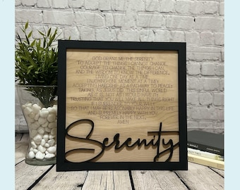 Preghiera della serenità SVG, Regalo di sobrietà, Regalo di recupero un giorno alla volta, Arte della parete di preghiera incorniciata, Segno di 12 passi, Dio concedimi la serenità