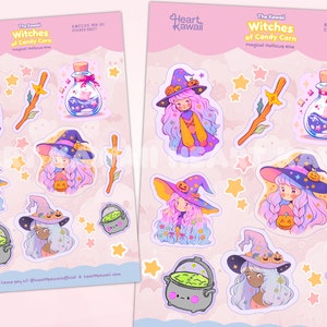 A5 Kawaii Stickers, Witch Stickers, Pastel Stickers, Planner Stickers, Sticker Sheet, Halloween stickers, Cute halloween sticker Sheet